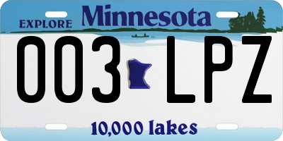 MN license plate 003LPZ