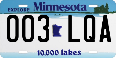 MN license plate 003LQA