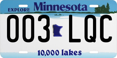 MN license plate 003LQC
