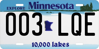 MN license plate 003LQE