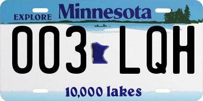 MN license plate 003LQH