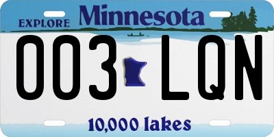 MN license plate 003LQN