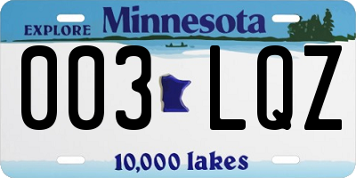 MN license plate 003LQZ