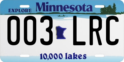 MN license plate 003LRC