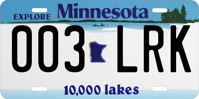 MN license plate 003LRK