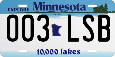 MN license plate 003LSB