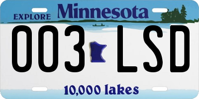 MN license plate 003LSD