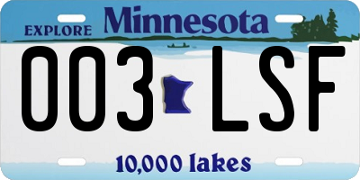 MN license plate 003LSF