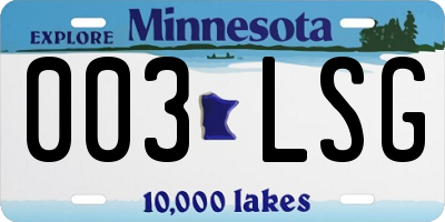MN license plate 003LSG