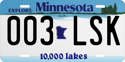 MN license plate 003LSK