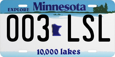 MN license plate 003LSL