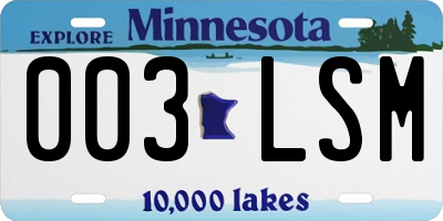 MN license plate 003LSM