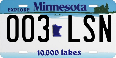 MN license plate 003LSN