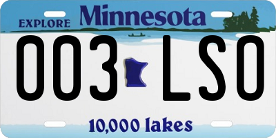MN license plate 003LSO