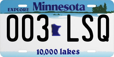 MN license plate 003LSQ