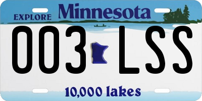 MN license plate 003LSS