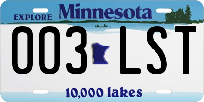 MN license plate 003LST