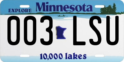 MN license plate 003LSU