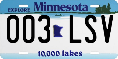 MN license plate 003LSV