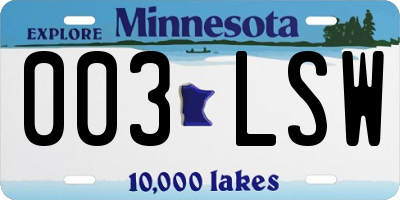 MN license plate 003LSW