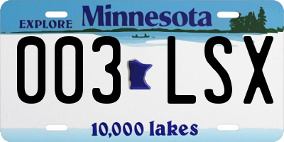 MN license plate 003LSX