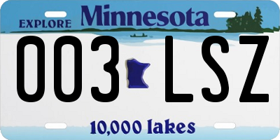 MN license plate 003LSZ