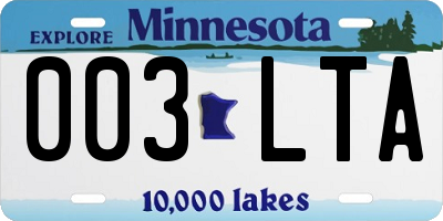 MN license plate 003LTA