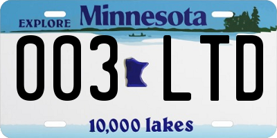 MN license plate 003LTD