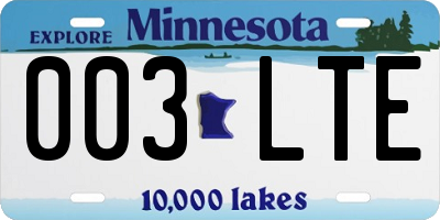 MN license plate 003LTE