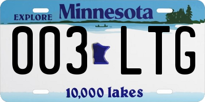 MN license plate 003LTG