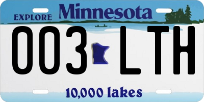 MN license plate 003LTH