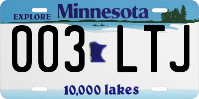 MN license plate 003LTJ