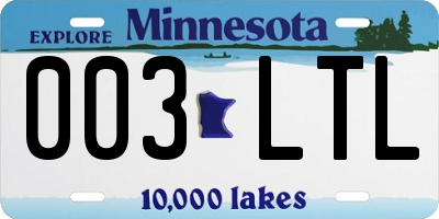 MN license plate 003LTL