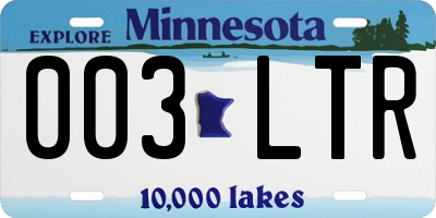 MN license plate 003LTR