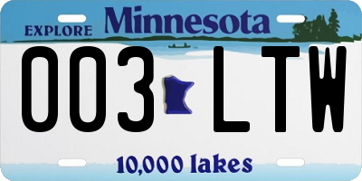 MN license plate 003LTW
