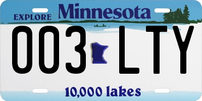 MN license plate 003LTY