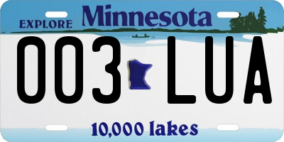 MN license plate 003LUA