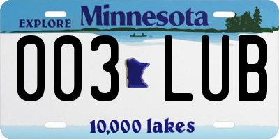 MN license plate 003LUB
