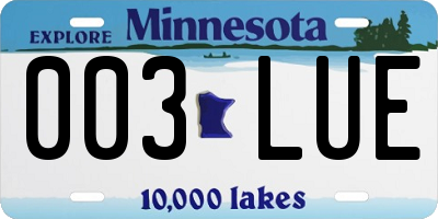 MN license plate 003LUE