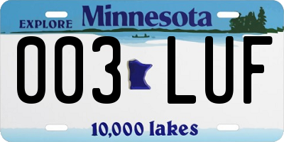 MN license plate 003LUF