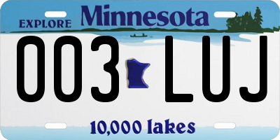 MN license plate 003LUJ
