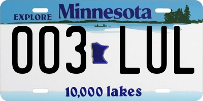 MN license plate 003LUL