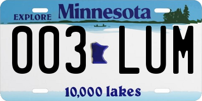 MN license plate 003LUM