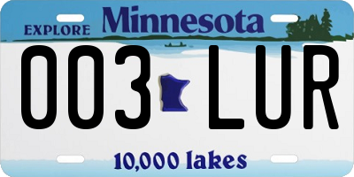 MN license plate 003LUR
