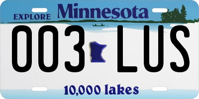 MN license plate 003LUS