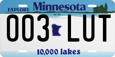 MN license plate 003LUT