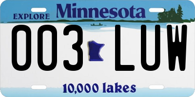MN license plate 003LUW