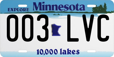 MN license plate 003LVC