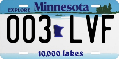 MN license plate 003LVF