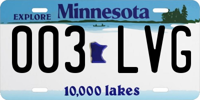 MN license plate 003LVG